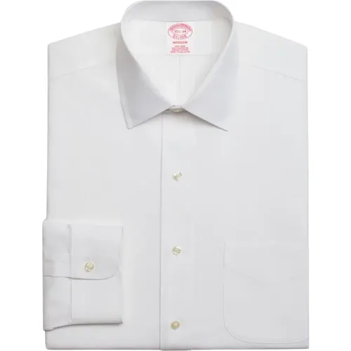 Weißes Regular Fit Non-Iron Stretch Baumwollhemd mit Ainsley-Kragen , Herren, Größe: 3XL - Brooks Brothers - Modalova