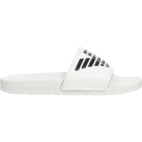 Weiße Bedruckte Hausschuhe Slip On , Damen, Größe: 40 EU - Emporio Armani - Modalova