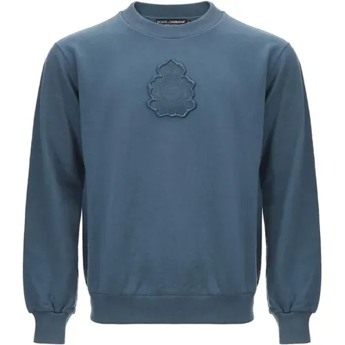 Klassischer Baumwollpullover Blau - Dolce & Gabbana - Modalova