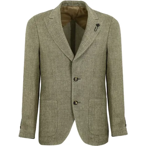 Beige Linen and Wool Blazer , male, Sizes: L, 2XL, XL, S, M - Lardini - Modalova