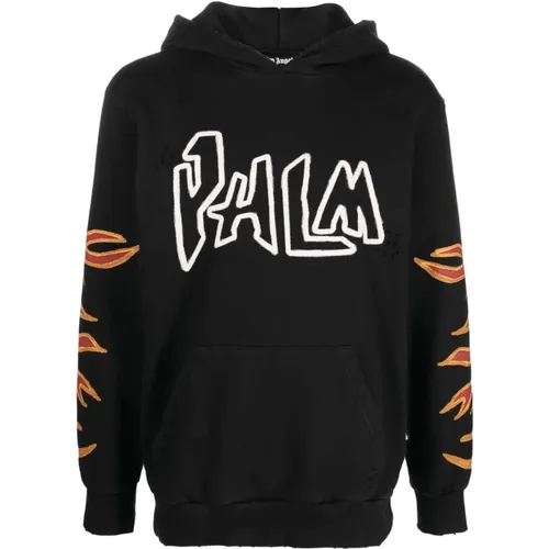 Graffiti Flames Hoodie , male, Sizes: S - Palm Angels - Modalova