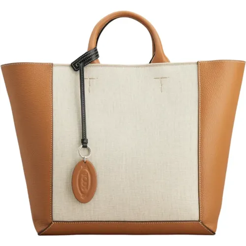 Double Up Shopping Tasche aus Leder und Canvas - TOD'S - Modalova