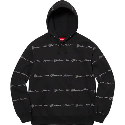 Limitierte Auflage Script Stripe Kapuzenpullover Schwarz - Supreme - Modalova