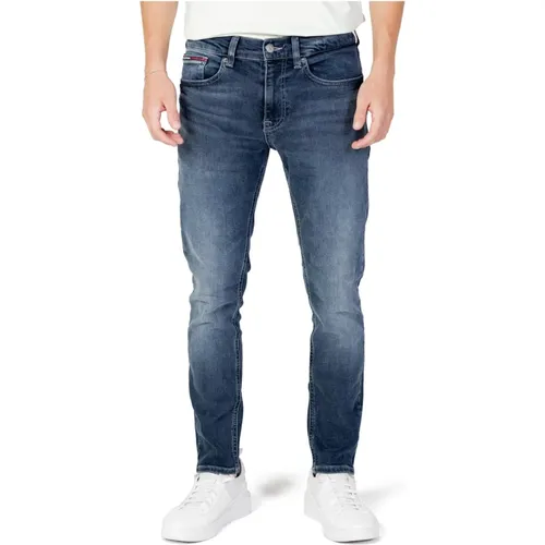 Blaue Baumwollmischung mit Reißverschluss und Knopfverschluss Herren Jeans , Herren, Größe: W28 L30 - Tommy Jeans - Modalova