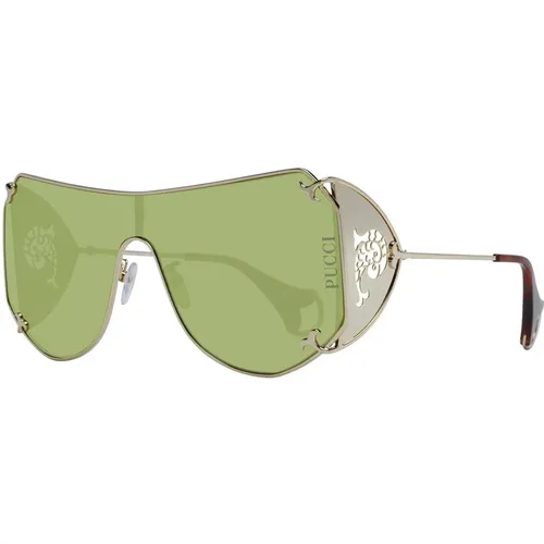 Goldene Damen Sonnenbrille Grüne Gläser - EMILIO PUCCI - Modalova