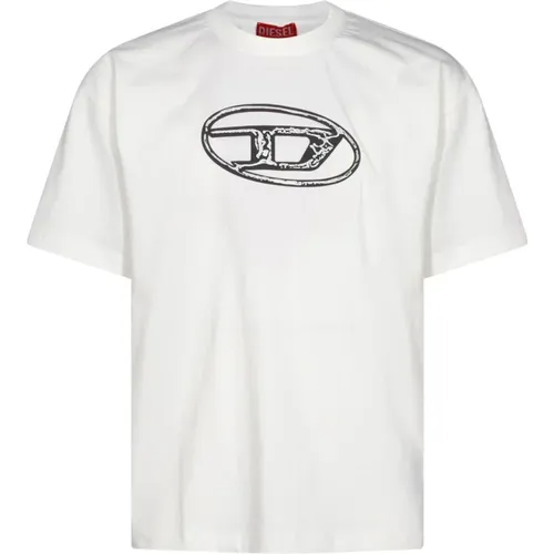 Cotton T-shirt with Frontal Logo , male, Sizes: 2XL, 3XL - Diesel - Modalova