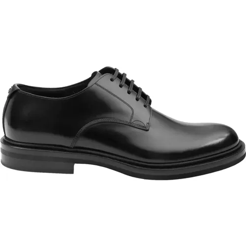 Schwarze Derby-Schuhe aus gebürstetem Kalbsleder , Herren, Größe: 43 EU - Dolce & Gabbana - Modalova