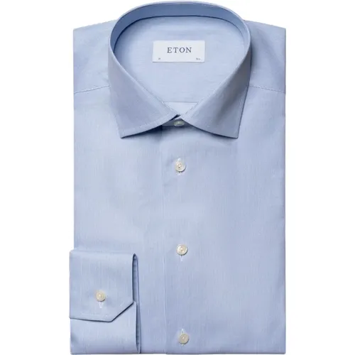 Blaues Gestreiftes Twill-Hemd , Herren, Größe: 4XL - Eton - Modalova