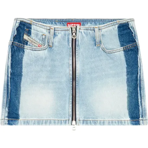 Minirock aus zweifarbigem Denim , Damen, Größe: W28 - Diesel - Modalova