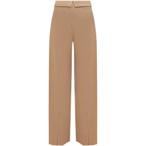 Flare Satin Trousers High Waist Front Zip , female, Sizes: 2XS, S, XS - alberta ferretti - Modalova