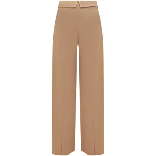 Flare Satin Trousers High Waist Front Zip , female, Sizes: 2XS, XS - alberta ferretti - Modalova