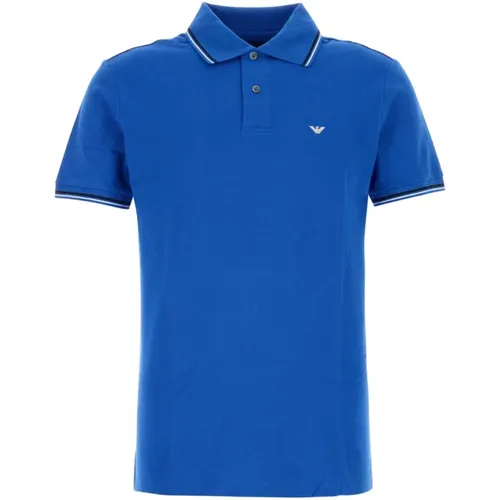 Blaues Stretch-Baumwoll-Poloshirt - Emporio Armani - Modalova