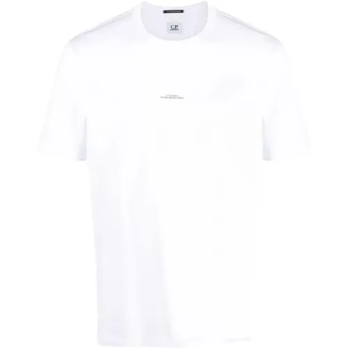 Weißes T-Shirt mit Logo-Print - C.P. Company - Modalova