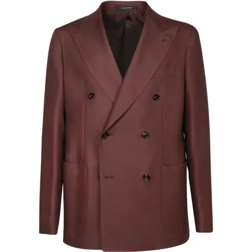 Bordeaux Leinen Doppelreihiger Blazer , Herren, Größe: M - Tagliatore - Modalova