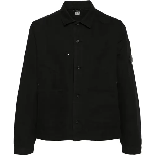 Cotton/Linen Overshirt , male, Sizes: M, S, L, XL - C.P. Company - Modalova