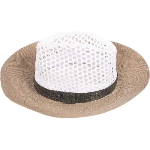 Fedora Hat with Embroidered Band , female, Sizes: S - BRUNELLO CUCINELLI - Modalova