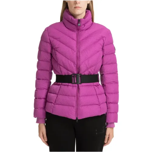 Zip Closure Plain Down Jacket with Concealed Hood , female, Sizes: S - Emporio Armani EA7 - Modalova