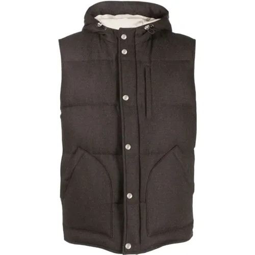 Silk Cashmere Hooded Gilet , male, Sizes: L - Eleventy - Modalova