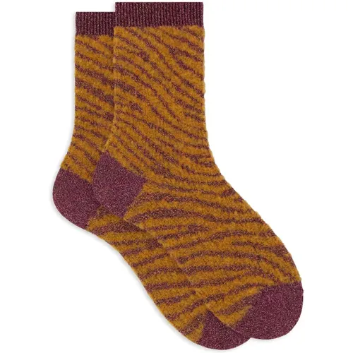 Rosa Zebra Kurze Socken , Damen, Größe: S - Gallo - Modalova