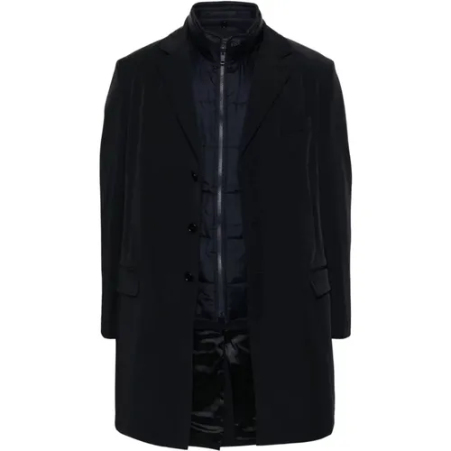 Navy Notched Lapel Coat , male, Sizes: 3XL - Fay - Modalova