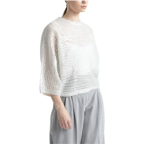 Alpaka-Mesh-Strickpullover mit lockerer Passform , Damen, Größe: S - PESERICO - Modalova