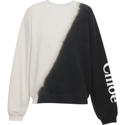 Trendiger Schwarzer Pullover mit Oversized Logo Print , Damen, Größe: XS - Chloé - Modalova