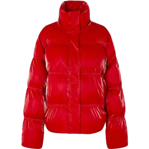 Rote Steppjacke mit Reißverschluss , Damen, Größe: S - Cras - Modalova