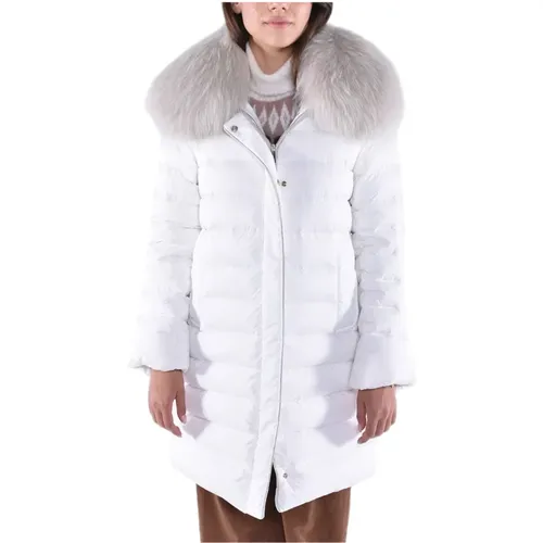 Long Down Jacket with Fur Cintia , female, Sizes: 2XS - Moorer - Modalova