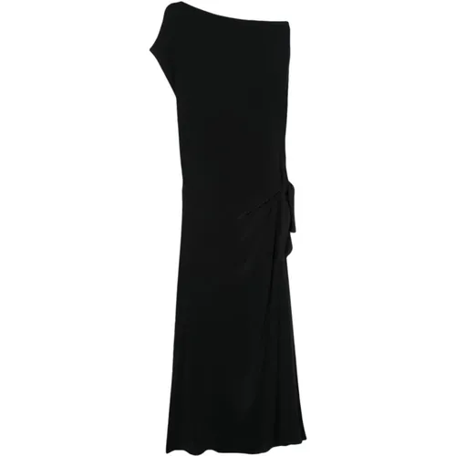 Long Sleeve Crepe Dress with Knot , female, Sizes: S - Alysi - Modalova