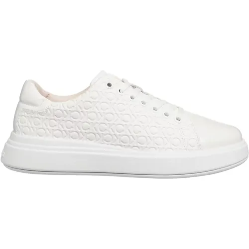 Logo Pattern Lace-Up Sneakers , female, Sizes: 3 UK, 4 UK, 5 UK, 7 UK, 6 UK - Calvin Klein - Modalova