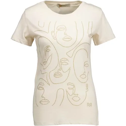 T-Shirt mit Gesichtsdruck , Damen, Größe: S - RINASCIMENTO - Modalova