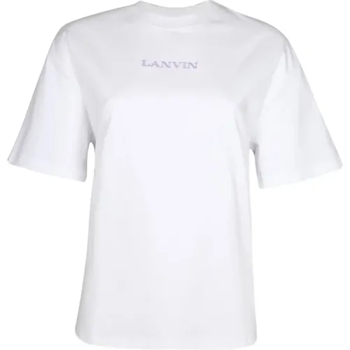 Weiße Baumwoll-Oversized-Crew-Neck-T-Shirt , Damen, Größe: XS - Lanvin - Modalova