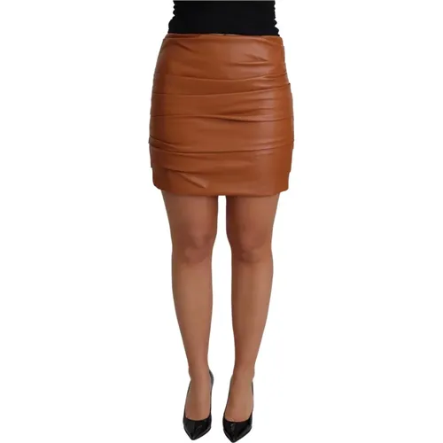 Short Leather Skirt , female, Sizes: S - Dolce & Gabbana - Modalova