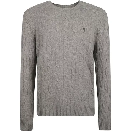 Grauer Cable-Knit Pullover , Herren, Größe: 2XL - Ralph Lauren - Modalova