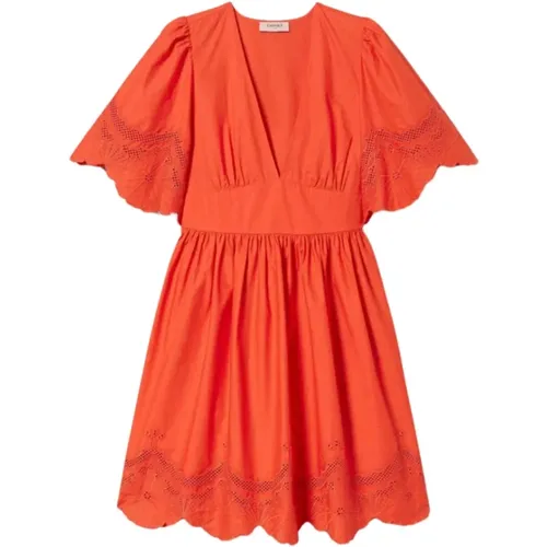 Kurzes Besticktes Kleid mit Sangallo-Details , Damen, Größe: 2XS - Twinset - Modalova