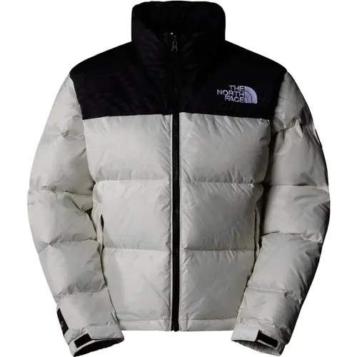 Retro Nuptse Jacke in Weiß Düne , Damen, Größe: M - The North Face - Modalova