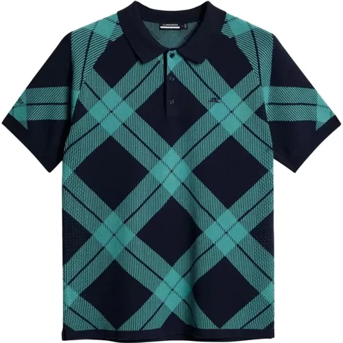 Knitted Polo in Teal , male, Sizes: 2XL, L, XL - J.LINDEBERG - Modalova