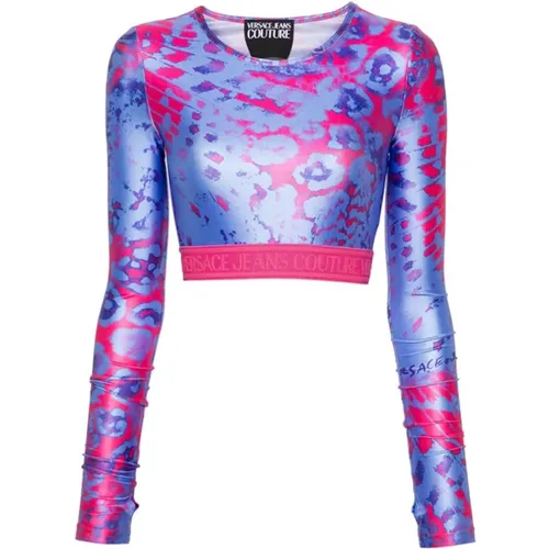Abstract Print Crop Top , female, Sizes: M - Versace Jeans Couture - Modalova