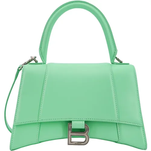 Lederhandtasche mit Monogrammklappenverschluss,Sanduhr Top-Handtaschen,Grüne Hourglass Kleine Ledertasche - Balenciaga - Modalova