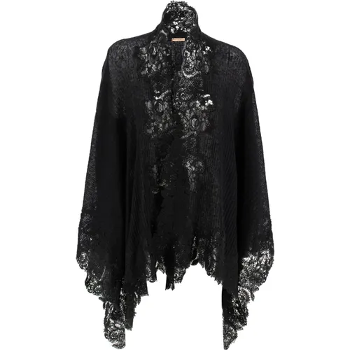 Lace Trimmed Soft Touch Cape , female, Sizes: M, XS - Ermanno Scervino - Modalova