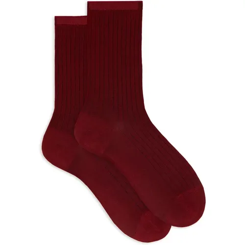 Kurze einfarbige rote gerippte Socken - Gallo - Modalova