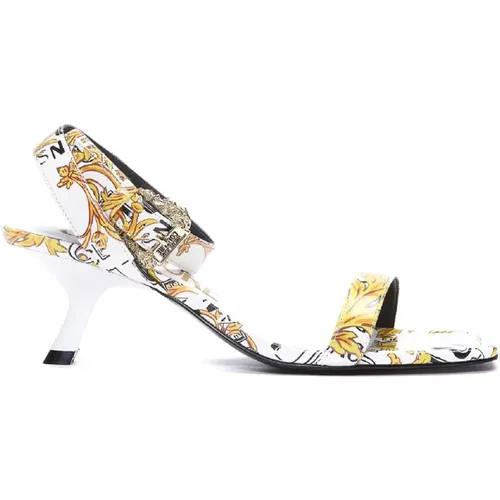 Weiße Barockdruck High Heel Sandalen - Größe 38 , Damen, Größe: 37 EU - Versace Jeans Couture - Modalova