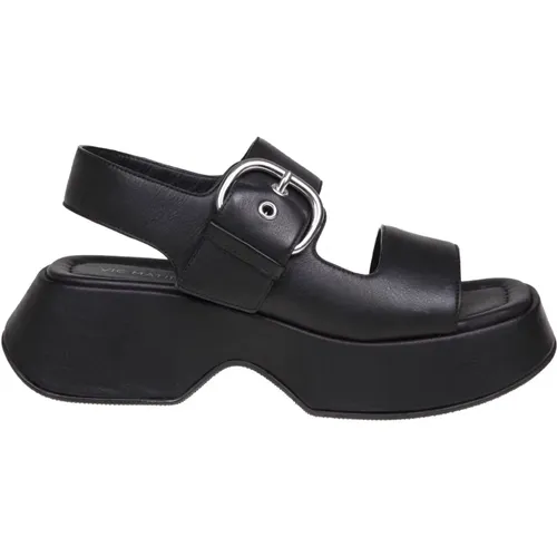 Leather Wedge Sandals , female, Sizes: 7 UK, 5 UK, 5 1/2 UK, 8 UK, 4 UK, 4 1/2 UK - Vic Matié - Modalova