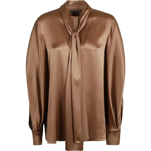 Satin Bow Collar Shirt , female, Sizes: L, S, XS, XL - alberta ferretti - Modalova