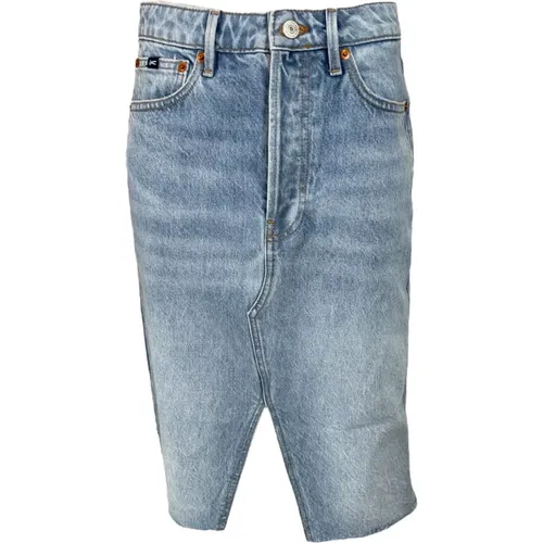 Hellblaue Distressed Denim Rock , Damen, Größe: W28 - Denham - Modalova