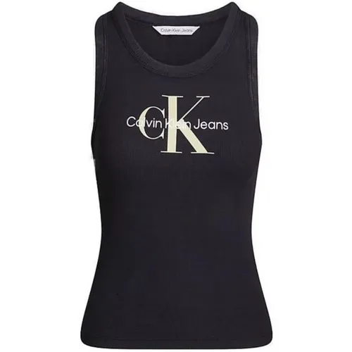 Schwarzes ärmelloses Tanktop , Damen, Größe: M - Calvin Klein Jeans - Modalova