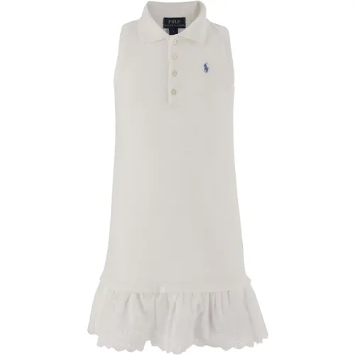 Weiße Ärmellose Baumwollkleid mit Logo - Polo Ralph Lauren - Modalova