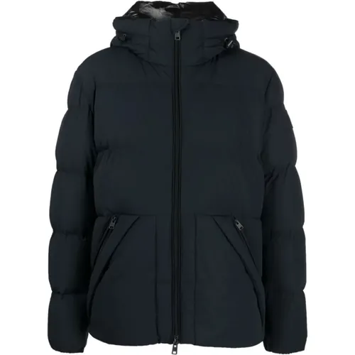 Blaue Gesteppte Jacke mit Logopatch , Herren, Größe: L - Woolrich - Modalova