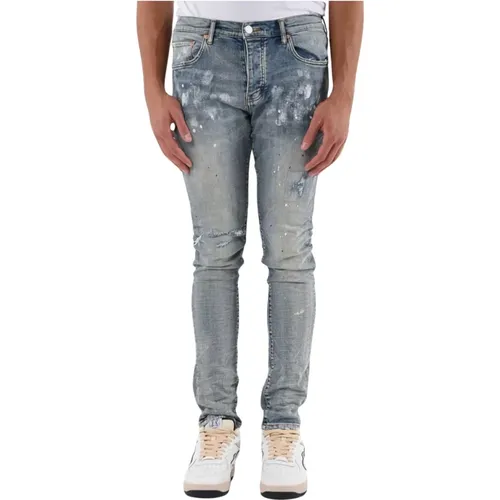 Leichte Indigo-Öl-Reparatur Blowout Jeans , Herren, Größe: W32 - Purple Brand - Modalova