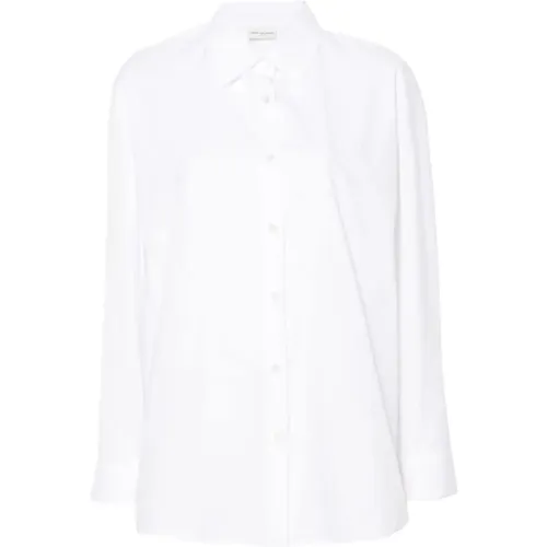 Weiße Baumwoll-Popeline-Hemd mit Nahtdetails - Dries Van Noten - Modalova